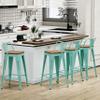 Alunaune 24" Metal Bar Stools Set of 4 Counter Height Barstools Industrial Counter Stool Kitchen Bar Chairs Modern Wood Seat-Distressed Blue view 3