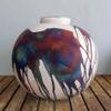 RAAQUU Large Globe XL in Full Copper Matte Art Vase (Pre-Order) - 13 inch Raku Handmade Pottery Art Centerpiece Home Decor with Serial Number view 3