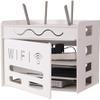 AVEEWA Wireless Router Storage Shelf Solid Wood Plastic Board Network Set Top Box Wall Mounted Router Storage Box/White/36 * 26.5 * 32.5Cm view 1