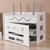 AVEEWA Wireless Router Storage Shelf Solid Wood Plastic Board Network Set Top Box Wall Mounted Router Storage Box/White/36 * 26.5 * 32.5Cm view 2
