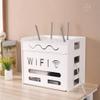AVEEWA Wireless Router Storage Shelf Solid Wood Plastic Board Network Set Top Box Wall Mounted Router Storage Box/White/36 * 26.5 * 32.5Cm view 4