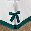 PG Beddings 1 Piece Two Tone Split Corner Tie Bed Skirt, 21 Inch Drop Length 100% Egyptian Cotton, Full Size Solid White/Teal view 4
