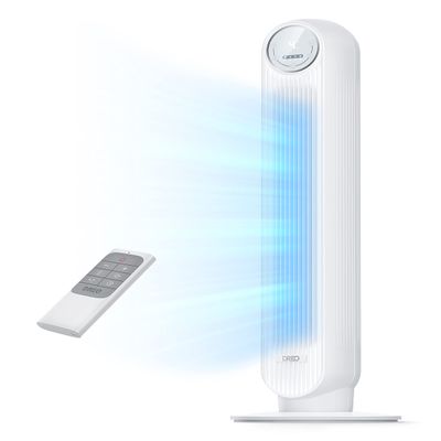 Dreo Tower Fan for Bedroom, 25ft/s Velocity Quiet Floor Fan, 90 Oscillating Fans for Indoors with 4 Speeds, 4 Modes, 8H Timer, Standing Fans, Bladeless Fan, White (DR-HTF007)