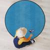 Abstract Gaming Chair Mat for Hardwood Floor Anti-Slip Floor Protector Game Controller Rubber Gaming Computer Chair Mat Stripes Pattern,Turquoise Blue Diameter 39.3 in view 3