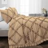 3 Piece Duvet Cover, Luxury Diamond-Ruffle Quilt Cover Set with Zipper, 100% Egyptian Cotton, Soft & Elegant 400TC Comforter Cover Set - Taupe Solid, Super King Size. view 2
