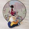Bicycle Girl Round Rug Nursery Rug for Bedroom Playroom Non Slip Educational Playmat Round Circle Carpet Flowers Butterflies Leaves Branches Image,Multicolor Diameter 60 in view 3