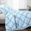 3 Piece Duvet Cover, Luxury Diamond-Ruffle Quilt Cover Set with Zipper, 100% Egyptian Cotton, Soft & Elegant 400TC Comforter Cover Set - Light Blue Solid, Super King Size. view 3