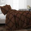 5 Piece Duvet Cover, Luxury Diamond-Ruffle Quilt Cover Set with Zipper, 100% Egyptian Cotton, Soft & Elegant 400TC Comforter Cover Set - Chocolate Solid, Superking Plus Size. view 2