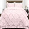 3 Piece Duvet Cover, Luxury Diamond-Ruffle Quilt Cover Set with Zipper, 100% Egyptian Cotton, Soft & Elegant 400TC Comforter Cover Set - Pink Solid, King Size. view 1