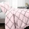 3 Piece Duvet Cover, Luxury Diamond-Ruffle Quilt Cover Set with Zipper, 100% Egyptian Cotton, Soft & Elegant 400TC Comforter Cover Set - Pink Solid, King Size. view 2
