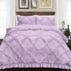 3 Piece Duvet Cover, Luxury Diamond-Ruffle Quilt Cover Set with Zipper, 100% Egyptian Cotton, Soft & Elegant 400TC Comforter Cover Set - Lavender Solid, Eastern King Size. view 1