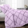 3 Piece Duvet Cover, Luxury Diamond-Ruffle Quilt Cover Set with Zipper, 100% Egyptian Cotton, Soft & Elegant 400TC Comforter Cover Set - Lavender Solid, Eastern King Size. view 2