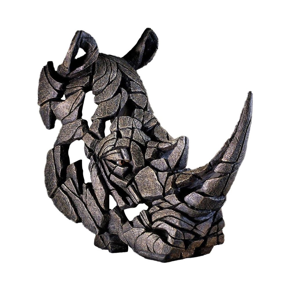 Enesco Edge Sculpture Rhinoceros Head Bust Animal Figurine, 19.3 Inch, Dark Grey