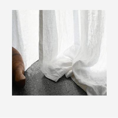 100% Linen Curtain Farmhouse White Curtains 63 Inches Long Pinch Pleated Drapes Linen Fall Curtains for Living Room Bedroom Window Treatments Light Filtering Curtains 1 Panel Set (100"W x 63"L)