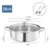 304 Stainless Steel Stock Pot - Stock Pot With Tempered Glass Lid, Multifunctional Soup Pot With Thickened Composite Bottom, Dishwasher Safe, Induction Cooker Gas General Purpose (Size : 28CM) view 2