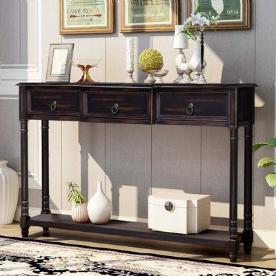 Anwick Buffet Sideboard, Wood Storage Cabinet, Console Table with Storage Shelf, 3 Drawers, Wood Buffet Server for Living Room Kitchen Dining Room (Espresso)