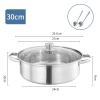 304 Stainless Steel Stock Pot - Stock Pot With Tempered Glass Lid, Multifunctional Soup Pot With Thickened Composite Bottom, Dishwasher Safe, Induction Cooker Gas General Purpose (Size : 30CM) view 2