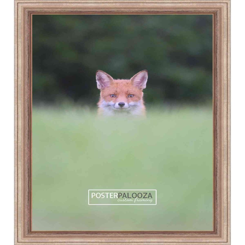 Poster Palooza 12x24 Traditional Antique Silver Complete Wood Picture Frame with UV Acrylic Plexiglass, Foam Board Backing & Hardware Included