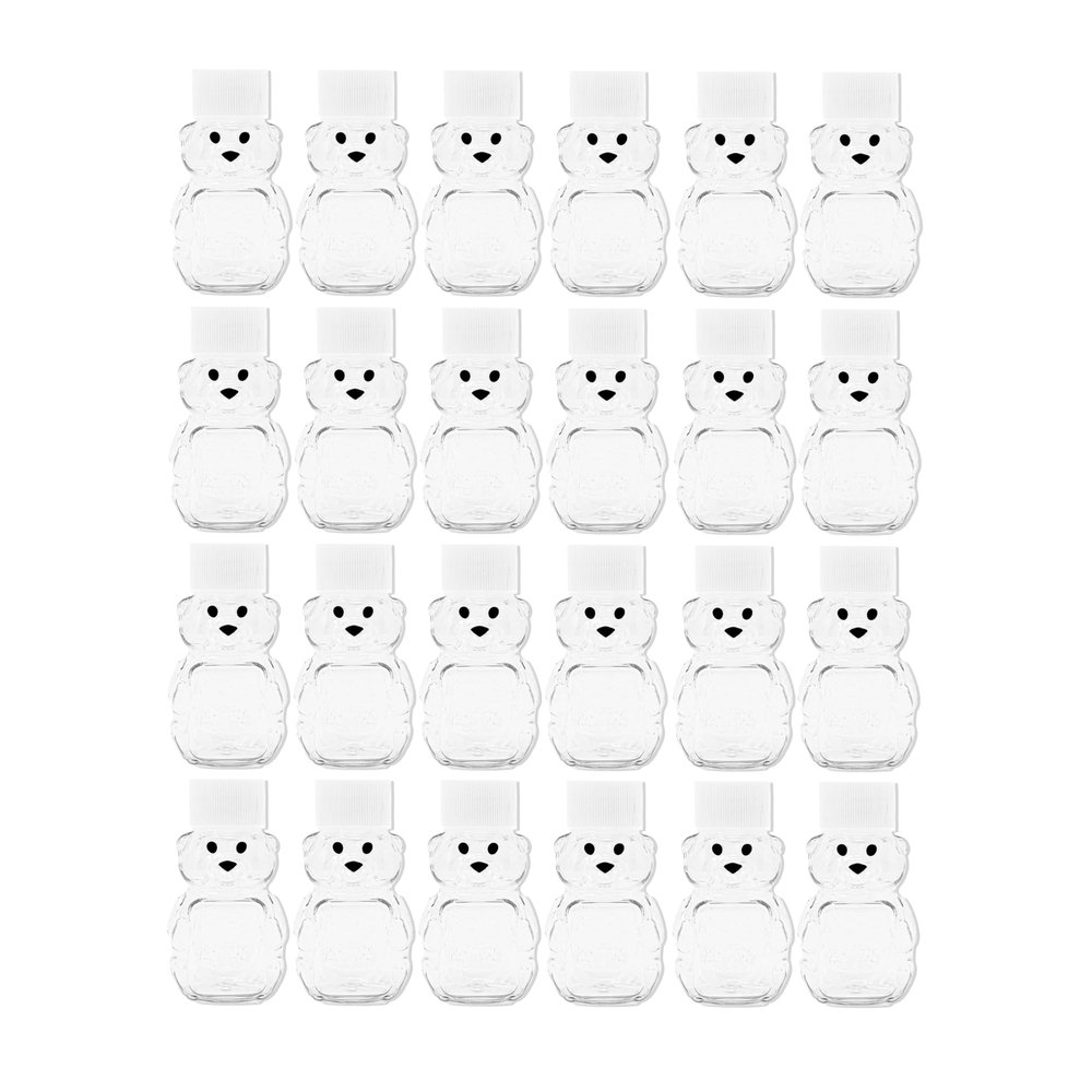 CLEARVIEW CONTAINERS - 2 Ounce Honey Bears with Sealable White Screw Top Lid - 24 Pack (2 oz. Bear, 24pk, White)