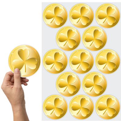 St. Patricks Day Gold Coin Floor Clings, 13 Piece