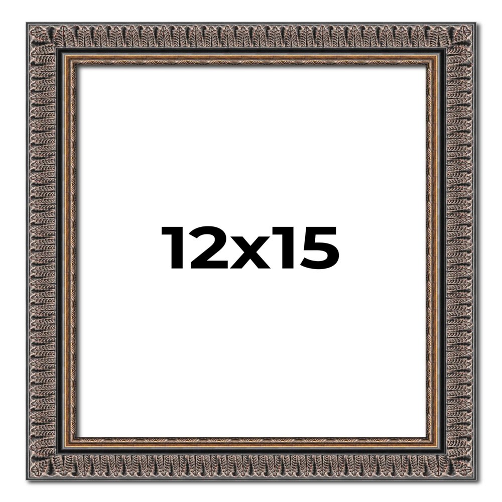 Poster Palooza 12x15 Frame Black and Gold Harvest Ornate Solid Wood Picture Frame | 1.75 Inch Moulding Width | with UV Acrylic Plexiglass, Foam Board Backing & Hanging Hardware Included