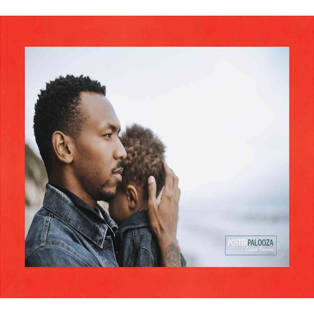 Poster Palooza 6x12 Frame Red Minimalist Solid Wood Picture Frame with UV Acrylic Plexiglass, Foam Board Backing & Hanging Hardware Included