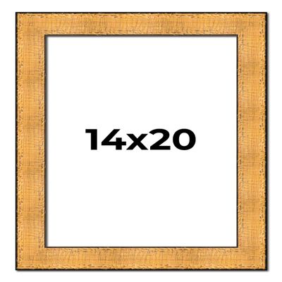 Poster Palooza 14x20 Frame Gold Rustic Farmhouse Solid Wood Picture Frame | 2.25 Inch Moulding Width | with UV Acrylic Plexiglass, Foam Board Backing & Hanging Hardware Included | Polo Collection