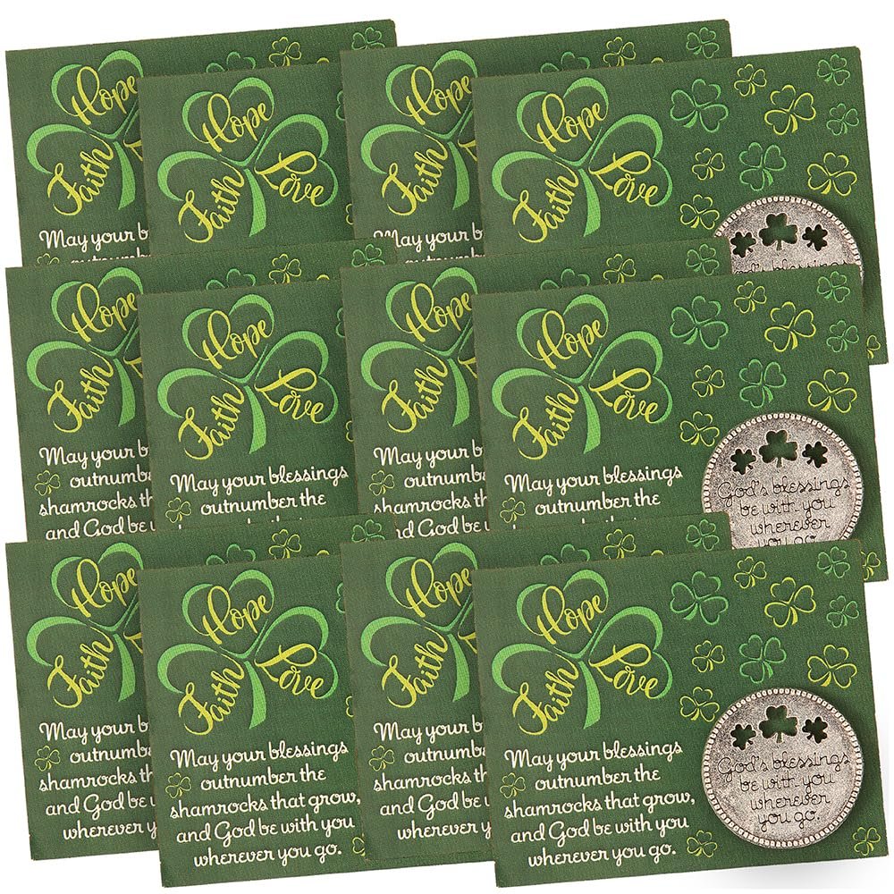 Fun Express Religious St. Patricks Day Gods Blessings Pocket Token with Card, 12 Piece