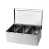 TrueCraftware- 3 Compartment Stainless Steel Condiment Bar (Open Bottom)- Condiment Dispenser Serving Container Garnish Tray Bar Caddy Condiment Server Caddy Garnish Holder for Home Work Restaurant view 1