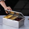 TrueCraftware- 3 Compartment Stainless Steel Condiment Bar (Open Bottom)- Condiment Dispenser Serving Container Garnish Tray Bar Caddy Condiment Server Caddy Garnish Holder for Home Work Restaurant view 2