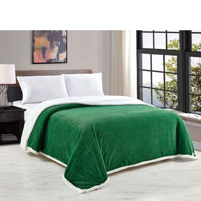 Jacquard Sherpa Microplush Soft Premium Microplush, Braided Oversized All Season Blanket, Queen, Green
