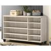 Lilola Home Corby 45" W Dusty Gray Oak Finish 3-Door Shoe Cabinet  Modern Entryway Organizer with Adjustable Shelves and Slatted Doors for Compact Storage view 2
