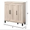 Lilola Home Corby 45" W Dusty Gray Oak Finish 3-Door Shoe Cabinet  Modern Entryway Organizer with Adjustable Shelves and Slatted Doors for Compact Storage view 3