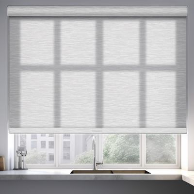 Sulugood Roller Shades for Windows Light Filtering Roller Blinds with Cassette Valance Window Blinds Jacquard Thermal Insulation Energy Saving Cordless Shades for Home Doorr,White,37" W x 84" H
