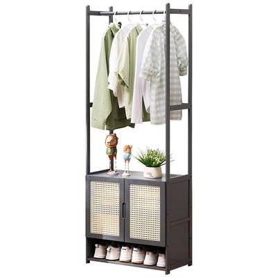 Bamboo Garment Rack, with Clothes Rail and Storage Organiser, Freestanding Open Wardrobe Coat Stands (B 62x31x170cm)