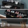 Auromie Tipping Bucket Shoe Storage Cabinet with 2 Flip Drawers, Modern Entryway Shoe Rack with Storage Top Cubby, Narrow Slim Hidden Organizer with Doors, Freestanding (Black) view 4