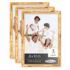 Poster Palooza Pack of 3 Gold Bamboo 8x10 Picture Frames | Solid Wood | UV-Resistant Acrylic | Easy Gallery Wall Setup view 1