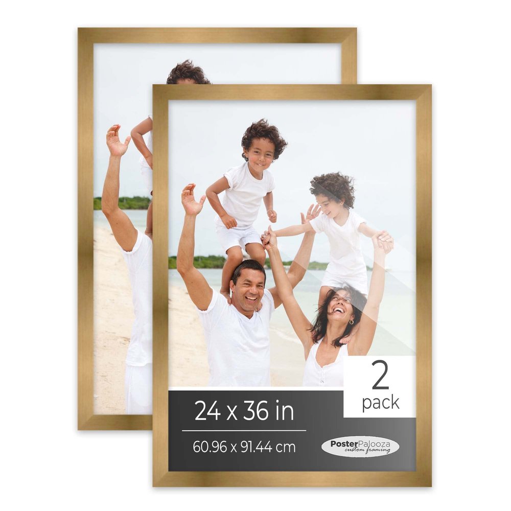Poster Palooza Pack of 2 Metallic Bronze 24x36 Picture Frames | Solid Wood | UV-Resistant Acrylic | Easy Gallery Wall Setup