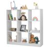 HONEY JOY Kids Toy Storage Organizer, 9-Section Storage Daycare Shelf for Preschool, Children 3-Tier Open Wooden Display Book Shelf Organizer for Classroom, Playroom & Nursery, Kindergarten(White) view 1