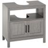 kleankin Pedestal Sink Storage Cabinet, Bathroom Under Sink Cabinet with 2 Doors and Open Shelf, Bathroom Vanity, Gray view 1