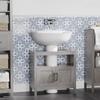 kleankin Pedestal Sink Storage Cabinet, Bathroom Under Sink Cabinet with 2 Doors and Open Shelf, Bathroom Vanity, Gray view 2