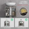 kleankin Pedestal Sink Storage Cabinet, Bathroom Under Sink Cabinet with 2 Doors and Open Shelf, Bathroom Vanity, Gray view 4