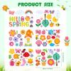 Patelai 75Pcs Spring Wall Stickers Hello Spring Flowers Butterfly Bees Birds Wall Decals for Spring School Home Office Accessories Party Supplies Gifts, 6 Sheets view 2