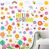 Patelai 75Pcs Spring Wall Stickers Hello Spring Flowers Butterfly Bees Birds Wall Decals for Spring School Home Office Accessories Party Supplies Gifts, 6 Sheets view 4
