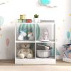 Costzon Toy Organizers and Storage, Wooden White 4-Cube Kids Bookcase for Books Toys Display Organization, Toddler Bookshelf for Bedroom, Living Room, Nursery, Playroom view 2