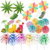 180 Pcs Drink Umbrellas Cocktail Picks Coconut Palm Cocktail Umbrellas Firework Beverages Stirrers Tropical Cocktail Sticks for Drinks Fruit Hawaiian Party Decorations Cocktail Accessories, 4 Styles view 1