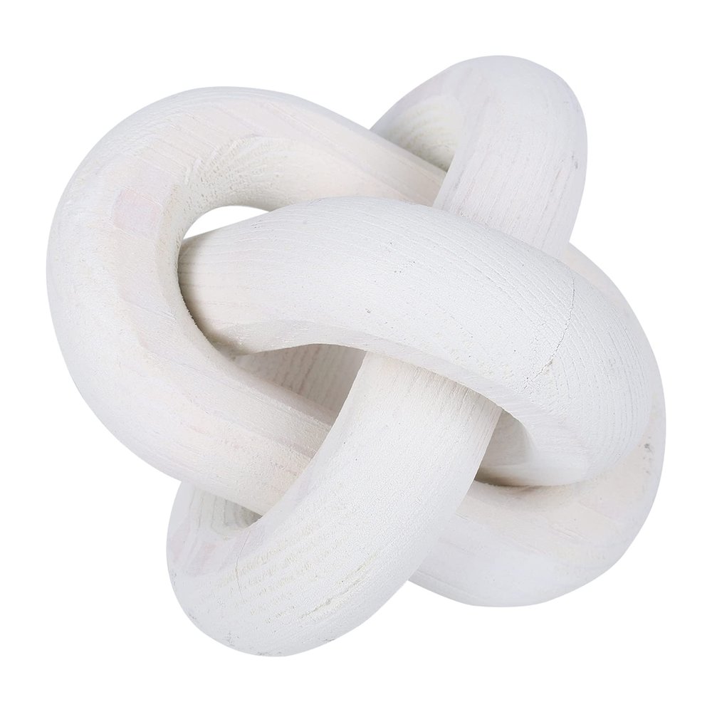 JStnana 3-Link Wood Chain Link Decor, Hand Carved Wood Knot Tray Home Decor