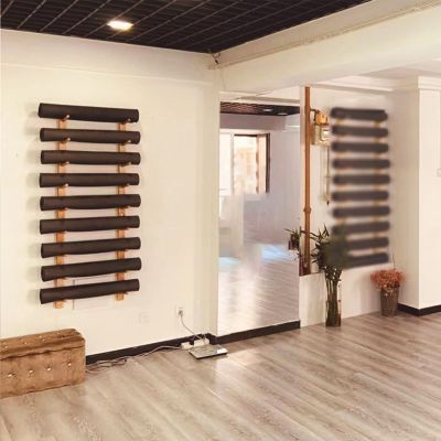 Yoga Mat Holder 9 Layer Wood Yoga Mat Holder for Commercial Gym, Wall Mount Home Yoga Mat Storage Racks for Hanging Exercise Mats, Freestanding Display Shelf