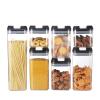 7 Pack Plastic Cereal Storage Containers, Food Saver Container with Lids and White Easy Lock, Food Storage Jars for Cereal, Flour, Snack, Sugar, Pasta view 1