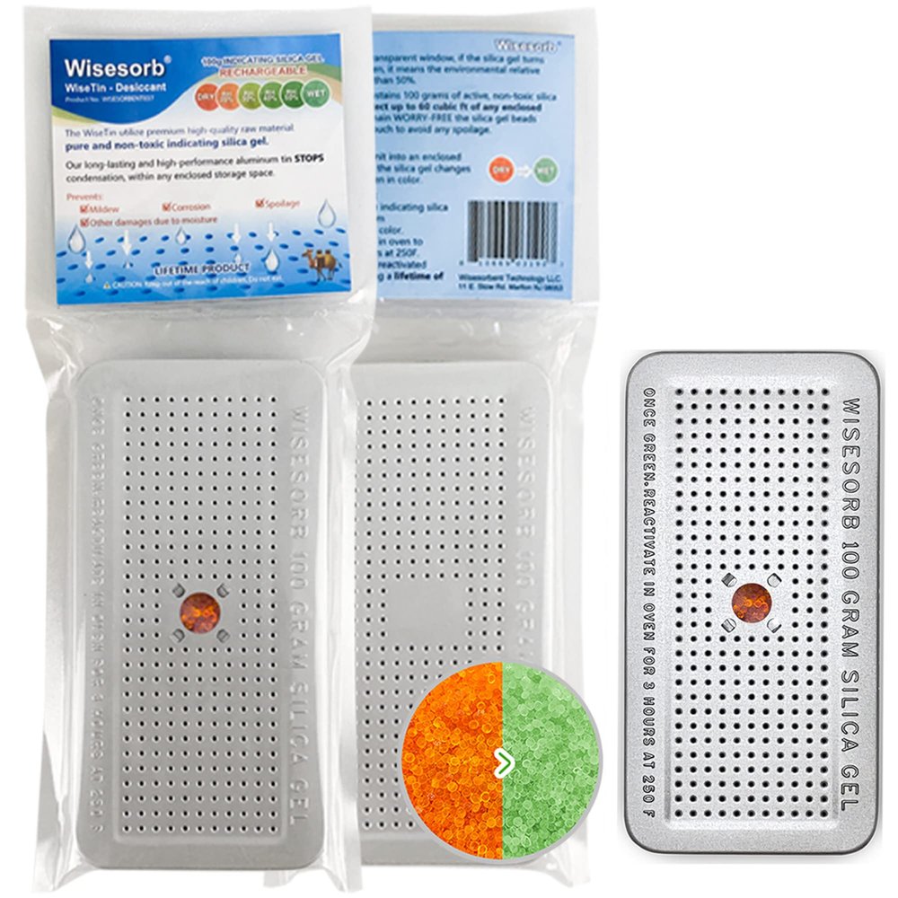 Wisesorb 100 Gram 30 Pack Indicating Silica Gel Canister, Gun Safe Dehumidifier (Orange to Green), Reusable Desiccant Canister Dehumidifier